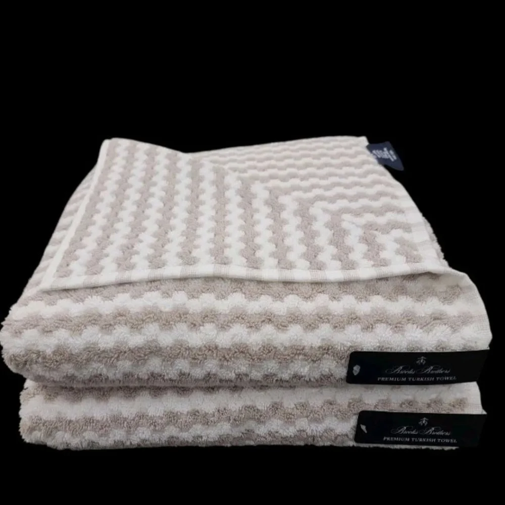 6pc BROOKS BROTHERS Tan White THICK PLUSH Bath Hand Tip TURKISH Towel Set New - Picture 4 of 8